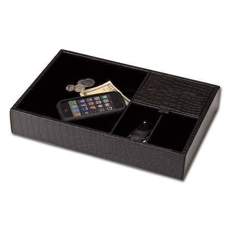 Dacasso Black Crocodile Embossed Standard Valet Tray AG-2463